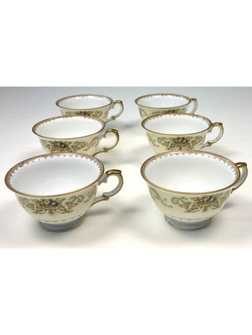 VTG Set 6 ROYAL EMBASSY China Pueblo Ivory Floral TEACUPS Japan *Read*